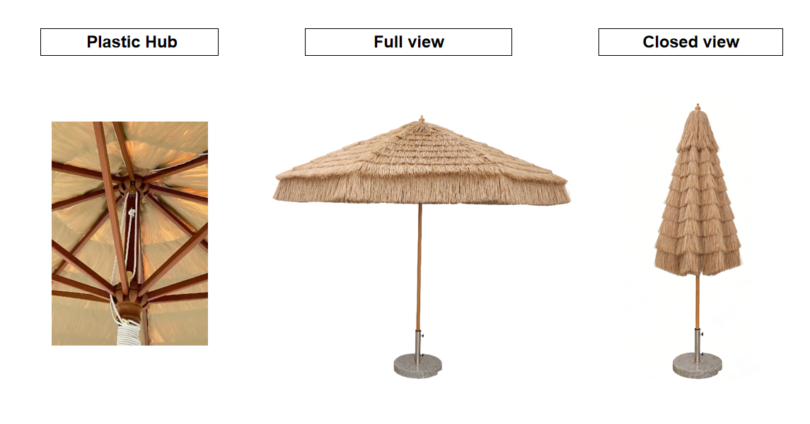 Boho Decorative 2.5m Thatched Umbrella with Tassels for Tropical Beach Bar Poolside