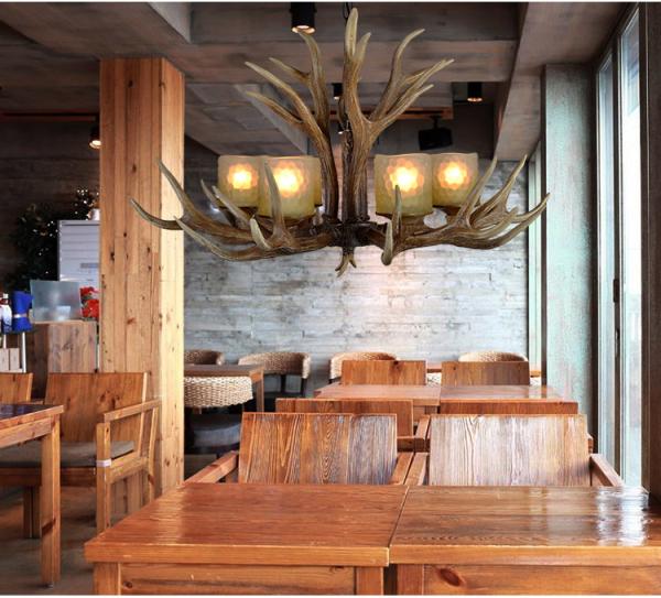 Deer antler candelabra chandelier Lighting with glass lampshade (WH-AC-12)