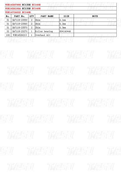 EC140B Excavator Planetary Swing Reducer for Volvo Catalog VOE14507900