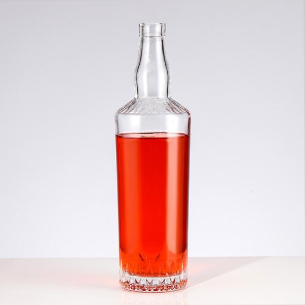 750ml Custom Design Glass Whisky Bottle with Cork Clear and Collar Material Glass