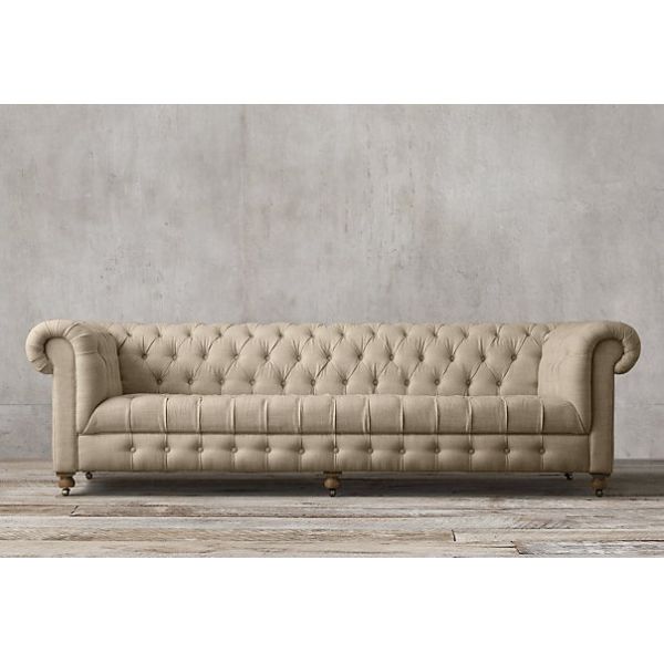 Occasional french vintage long back wing sofa event old-fashioned sofa furniture upholstered button sofa