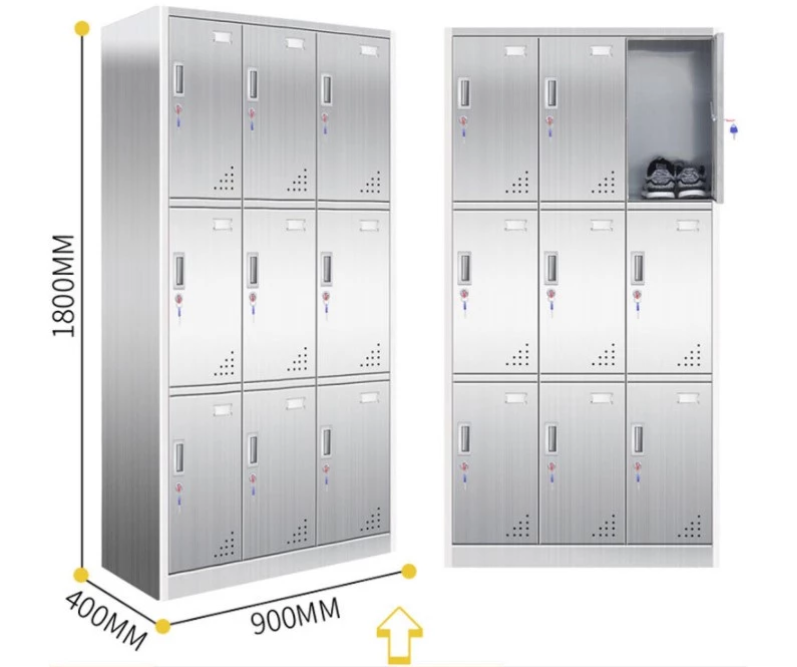 Stable Performance 9 Door Steel medicine display cabinet , Home Clothing Metal Storage Locker