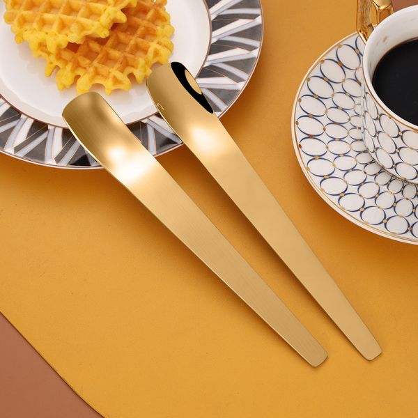 304 Stainless Steel Ice Cream Scoop Slender Spoon Square Spoon Light Luxury Coffee Tea Spoon