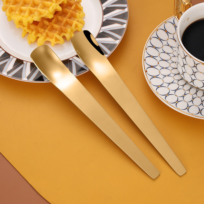 Customized Metal 304 Stainless Steel Ice Cream Scoop Slender Spoon for Dessert Square