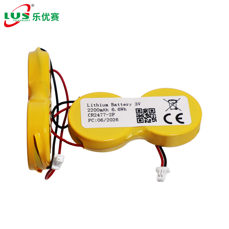 Bulk CR 2477 3V lithium coin cell battery pack CR2477-2P with connector 2200mah 3V battery