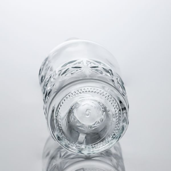 Bottom Engraved Glass Liquor Bottle for Whisky Gin Rum Sealing Type Cork Super Flint Glass