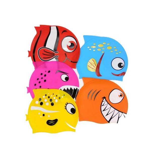 Silicone Material Waterproof Swim Cap , Harmless Childrens Swimming Hats
