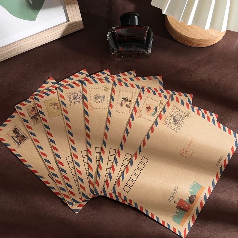 Airmail Envelopes Vintage Kraft Paper Stationery Set For Writing Letters