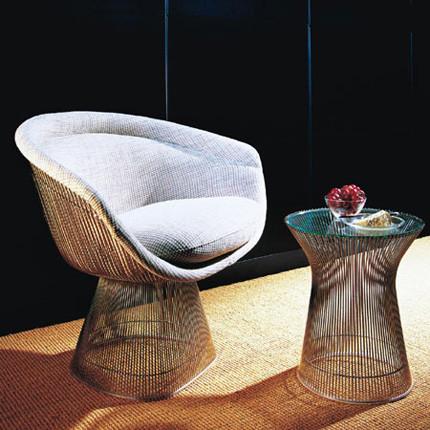 Warren Platner Fiberglass Arm Chair Mid - Century Lounge Wire Fabric Seat