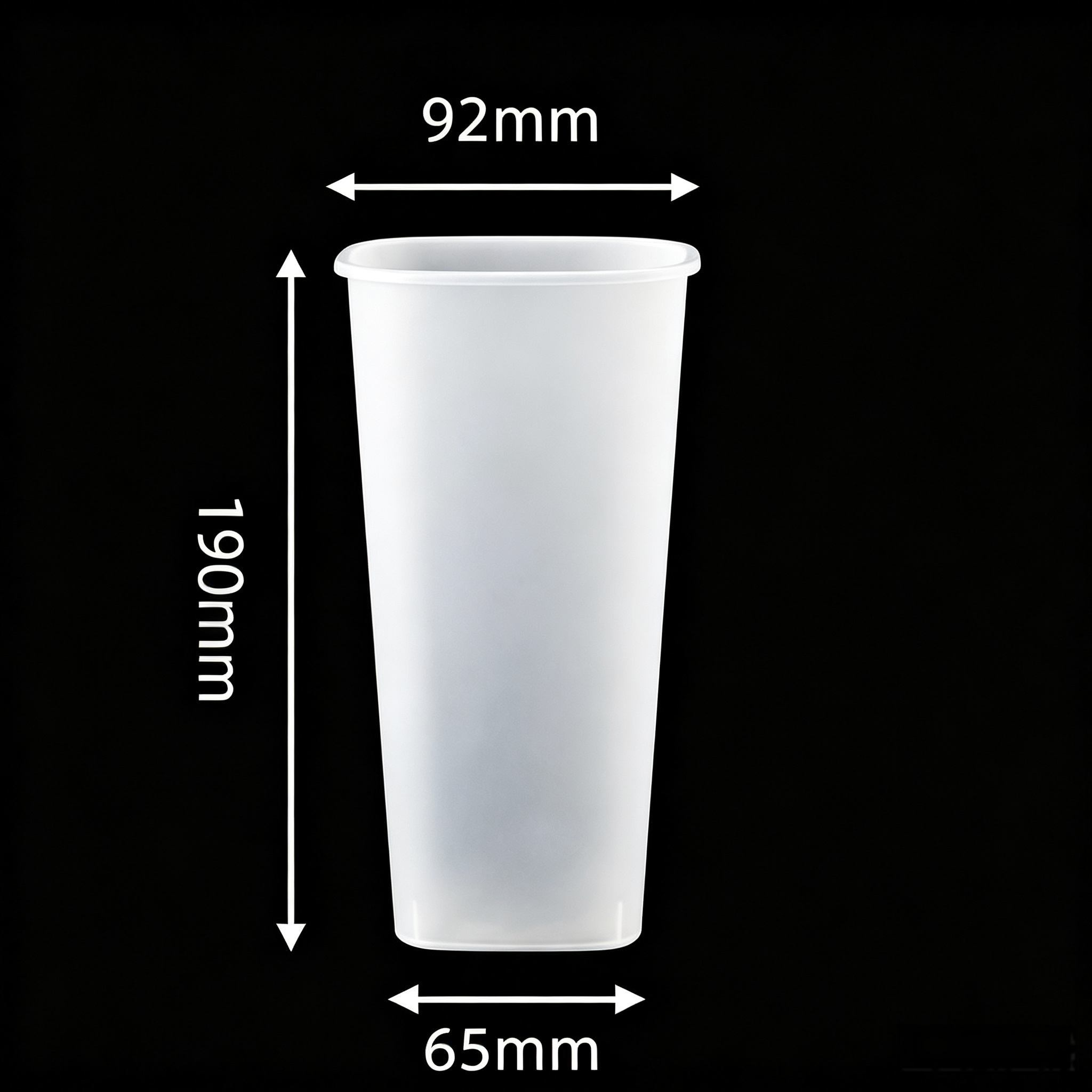 92mm Large Frosted Square PP Cups for High Volume Drink Packaging – 960ml