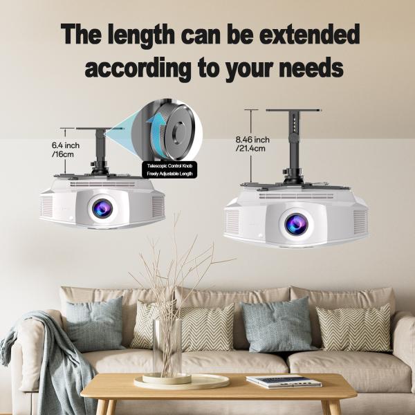 Large Projector Ceiling Mount Gray Ceiling Projector Mount With Adjustable Extension