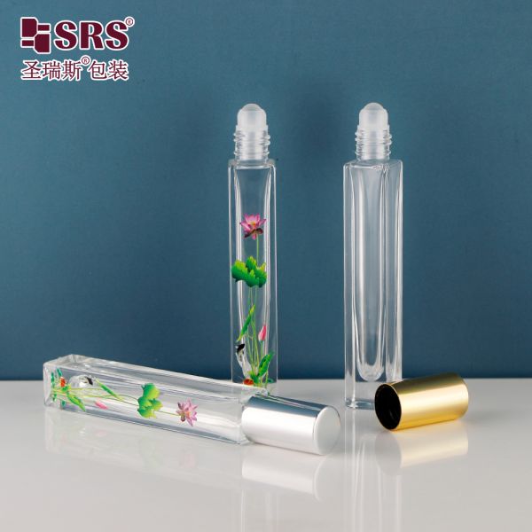 GB2 Square Luxury Leak Proof Paint Color Empty Glass Roll On Bottle For Essential Oil