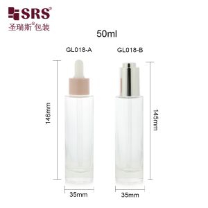 GL018 50ml Cylinder Round Shape Thick Wall Glass Dropper Bottle For Skincare