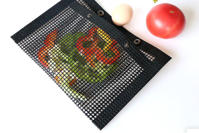 Black Outdoor Picnic Tool Reusable Non Stick BBQ Grill Bag Food Grade