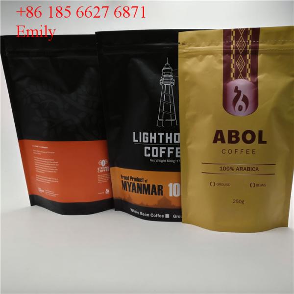Zipper Foil Pouch Packaging 250g 500g With Degassing One - Way Valves