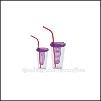 Logo imprimé en spirale, tasse à fruits en plastique, tasse à eau, bouteille à paille.