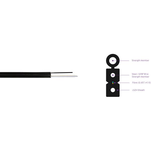 FTTH pendente o núcleo GJYXFCH exterior Singlemode GJYXCH do núcleo 4 do núcleo 2 do cabo 1