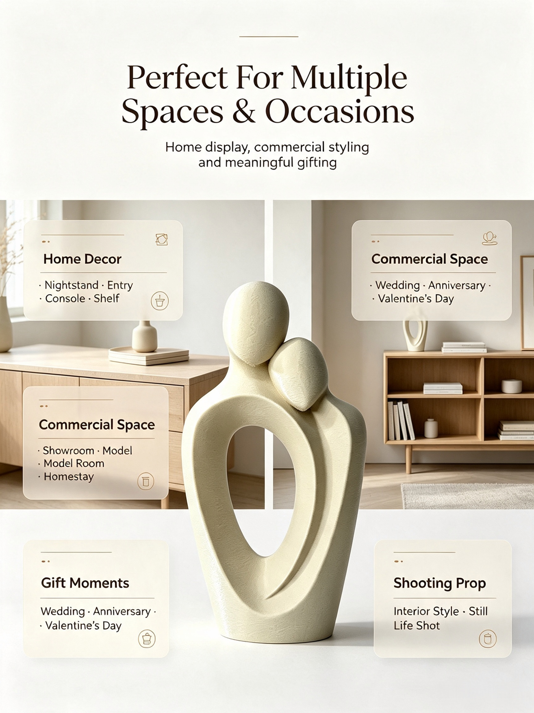 Art 3d Printed Sculpture Home Tabletop Abstract Embracing Couple Sculpture