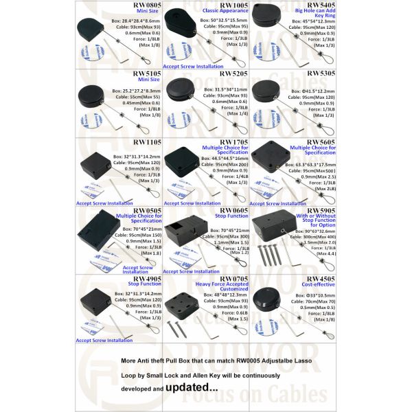 RW5405 Heart-Shaped Security Pull Box Plus Adjustalbe Lasso Loop End By Small Lock And Allen Key