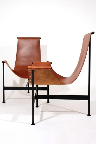 Mid Century Leather Sling Lounge Chair / Modern Contemporary Lounge Chair