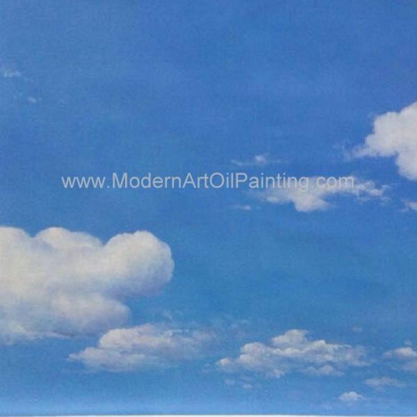 Modern Landscape Portrait Painting Sky Blue Oil Paint From Photo Holiday Gift