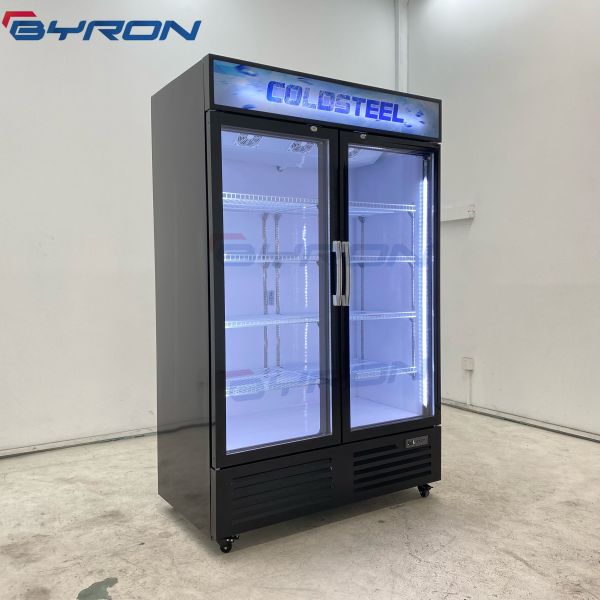 Double Door Beverage Cooler Dual Zone Wine Fridge Energy Efficiency