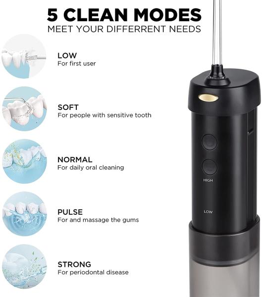 5 bateria de Mini Toothpick Water Flosser With 2500mAh dos modos