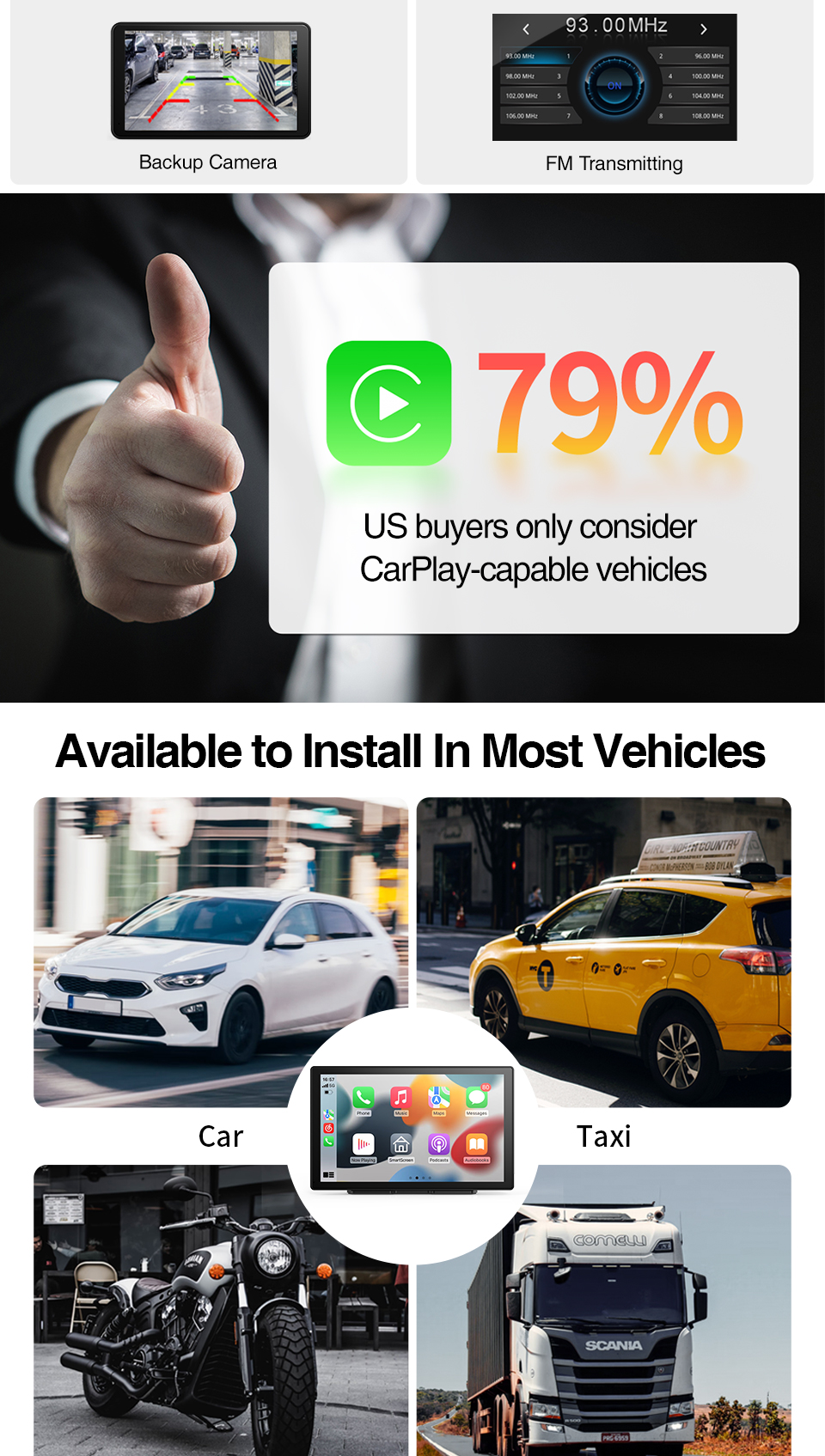 GRANDnavi Wifi BT портативное навигационное устройство универсальное 9 дюймовое Linux System CarPlay Android Auto Mirror Link