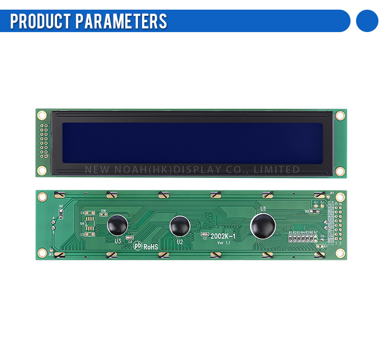 Blue Film White Letters 2002K-1 Character LCD Module 2002 Long Strip Type Built In Module With Led Backlight