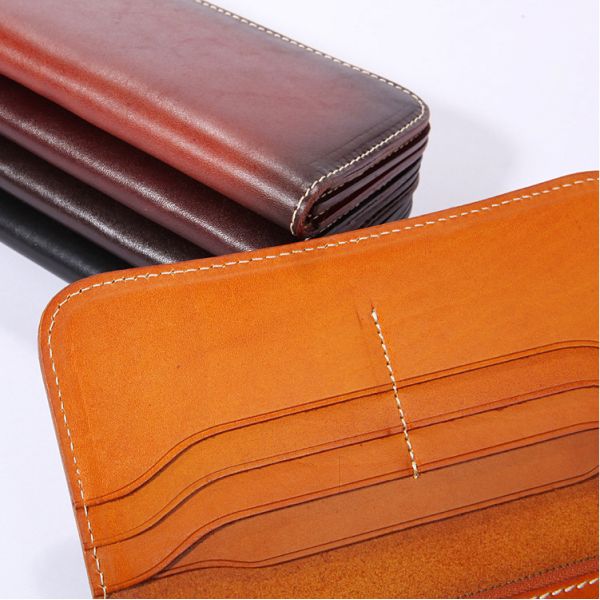 Vegetable Tanned Leather Wallet Mens Long Wallet Womens Leather Wallets