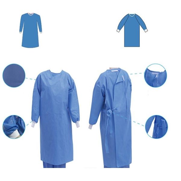 Breathable PP Non Woven XL Disposable Surgical Gown for Medical Workers