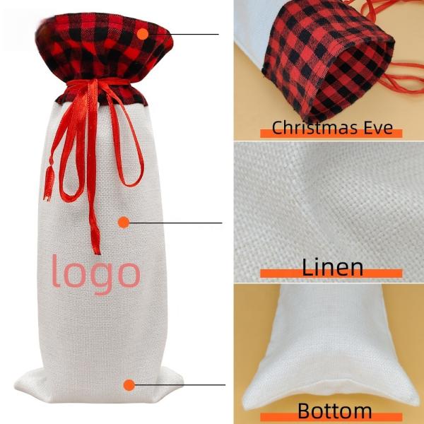 Bolsa de botella de vino de lienzo en blanco de sublimación personalizada para impresión de fotos de sublimación