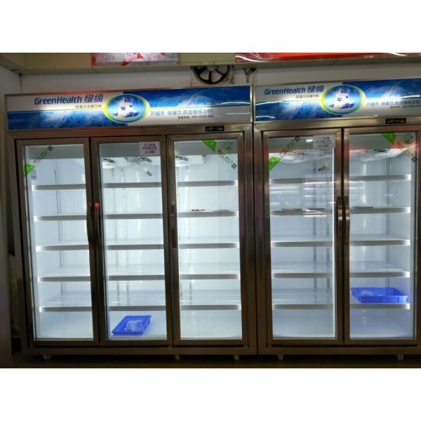 Коммерческий -18C самостоятельный вертикальный дисплей стеклянный дверной морозильник для замороженной пищи