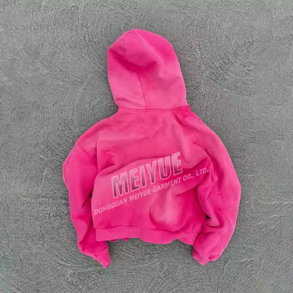 Camiseta con capucha personalizada Camiseta con cremallera de estilo vintage lavada con ácido Camiseta con cremallera de peso pesado 100% de algodón Camiseta con cremallera de gran tamaño