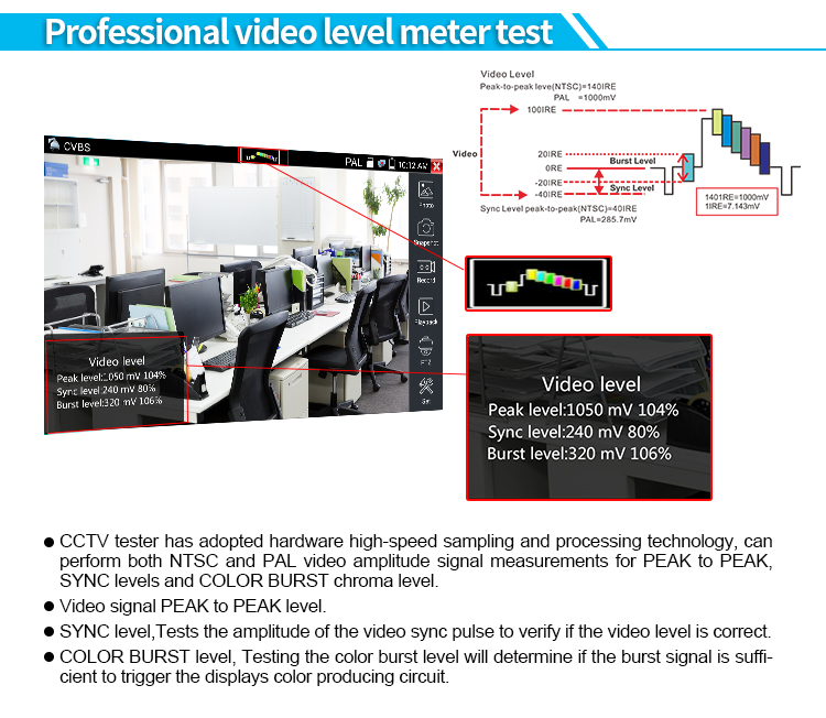 Экран 1280×800 TFT LCD монитор теста CCTV 7 дюймов