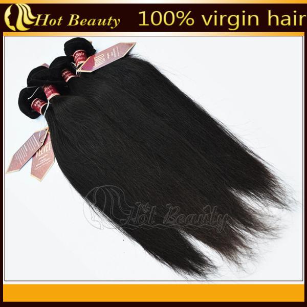 Long Straight Brazilian Virgin Human Hair Extensions Black 12'' - 32''