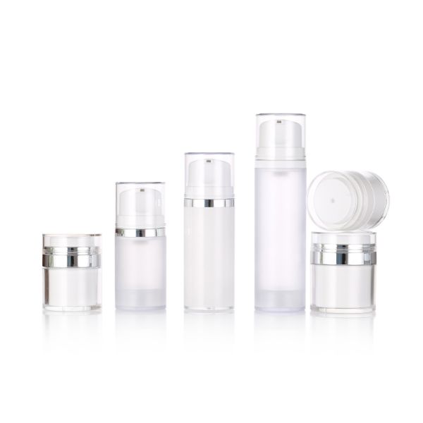 Stock White Cream Plastic Airless Pump Bottle for Lotion Facial Cleanser & Skin Care Serum 50ml/100ml/150ml Screen Printed