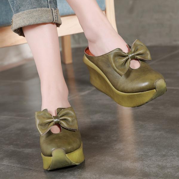 S3112020 Spring And Summer New Leather Slope With Original Handmade Bow Female Sandals
