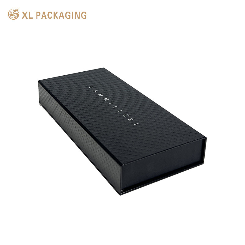 Black Glossy Lamination Lid And Base Gift Packaging Box With Dembossing For Jewelry