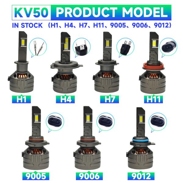 Masters KV50 160W 16000 Lumens 6500K Frio Branco H4 H7 9005 lâmpadas de farol LED