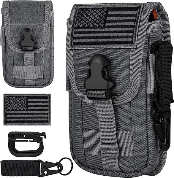 Tactical Cell Phone Holster Pouch, Tactical Smartphone Pouches Cellphone Case Molle Gadget Bag Molle Attachment Belt