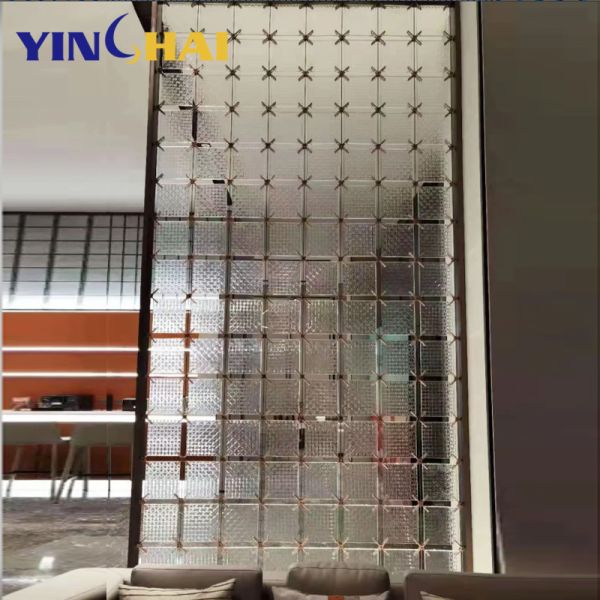 OEM Stainless Steel Screen Partition Crystal Pendant Glass Metal Room Dividers Partitions