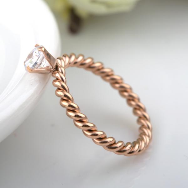 Twist Desigin Ring, Fashion Accessories Couples Jewelry Weaved Rose Gold Diamond Ring