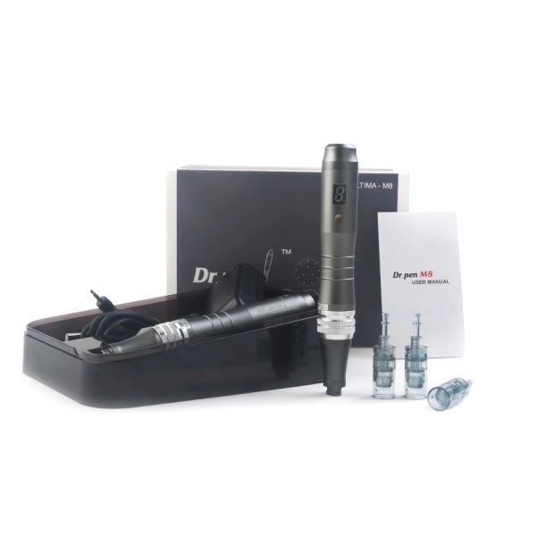 2020 Newest M8 Derma Pen with Digital Display 6 Speeds and Exclusive Needle Cartridges