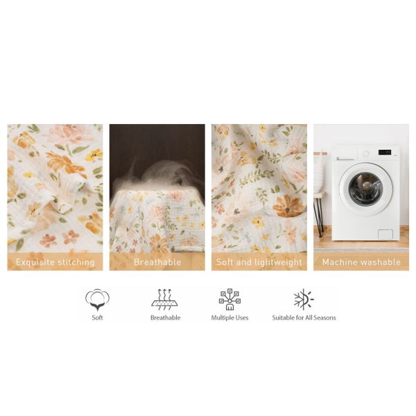 3-Pack Receiving Blanket for Newborn，Muslin Baby Swaddle Blanket with Pastoral Whispers