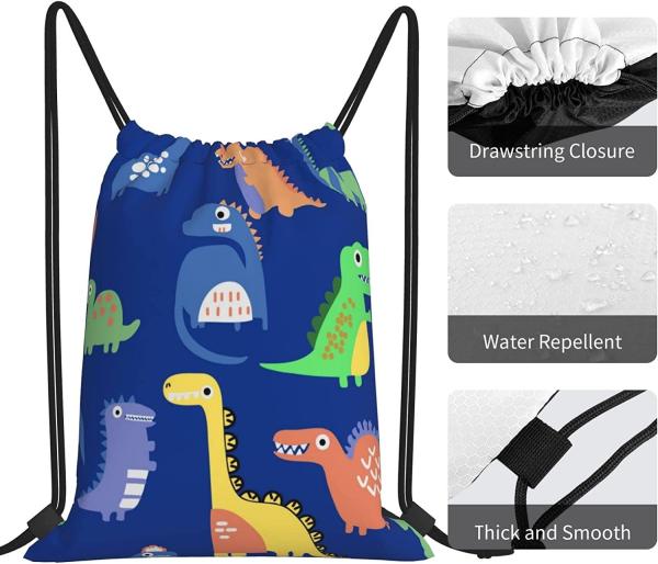 Drawstring Backpack Drawstring Bags for Kids Girls Boys Teens Gym Dance String Bags Bulk Waterproof Dinosaurs