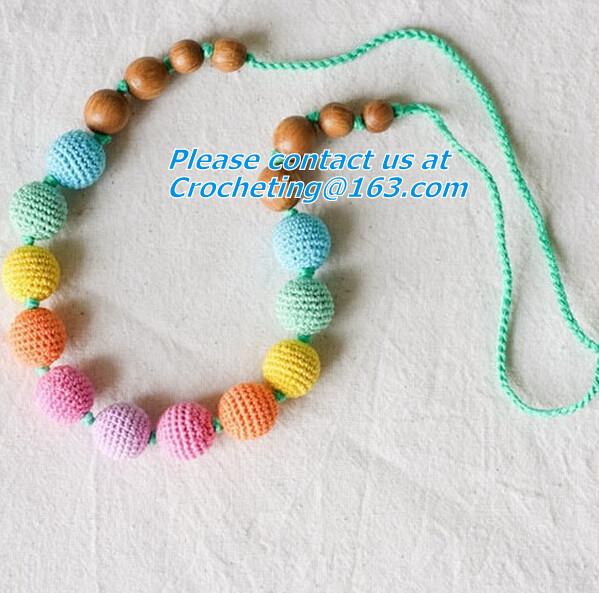 crochet necklace, New Chunky crochet necklace, Mint blue and cream nursing necklace