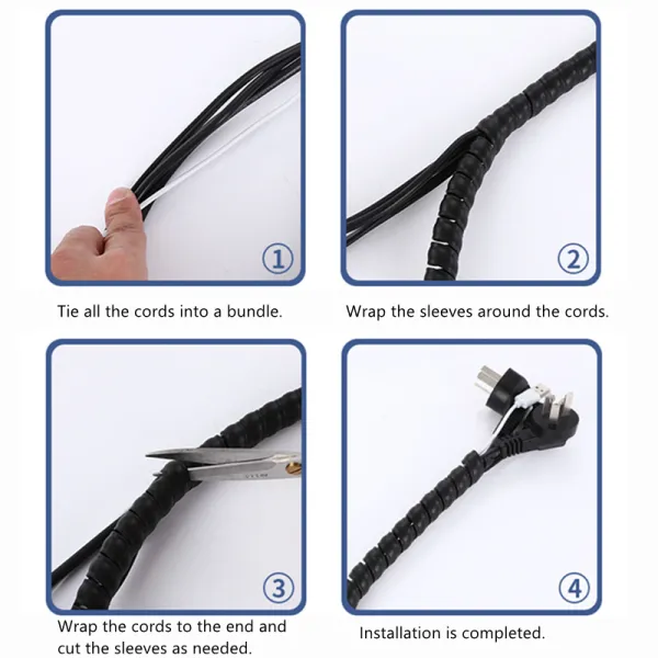 Spiral Cable Wire Wrap Management Protector Sleeve Computer Electrical Wire Organizer Sleeves Spiral Guard Hydraulic Hose