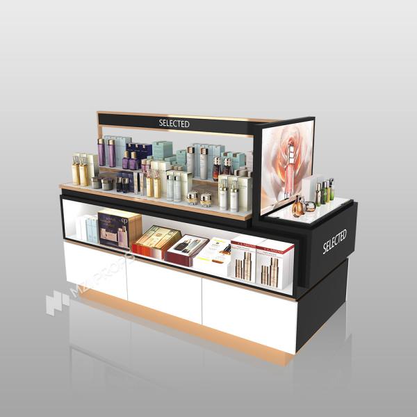 Beauty Shop Rack Platinum Wooden Display Stand With Light Box For Branding Store Decoration And Skincare Shop Cabinet