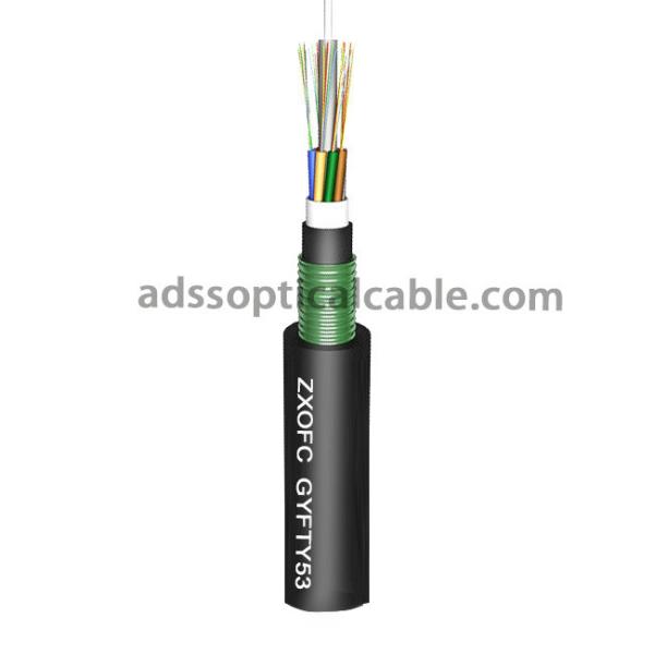 Cabo de fibra ótica subterrâneo exterior 72 da bainha dobro 96 144 núcleo GYFTY53